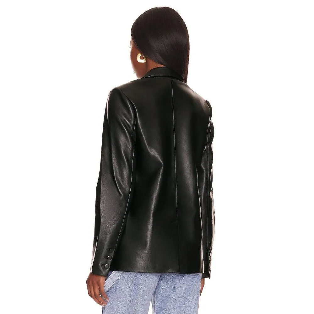 Good American Faux Leather Unisex Blazer Better Than Leather Oversized Black 2/M - Image 2