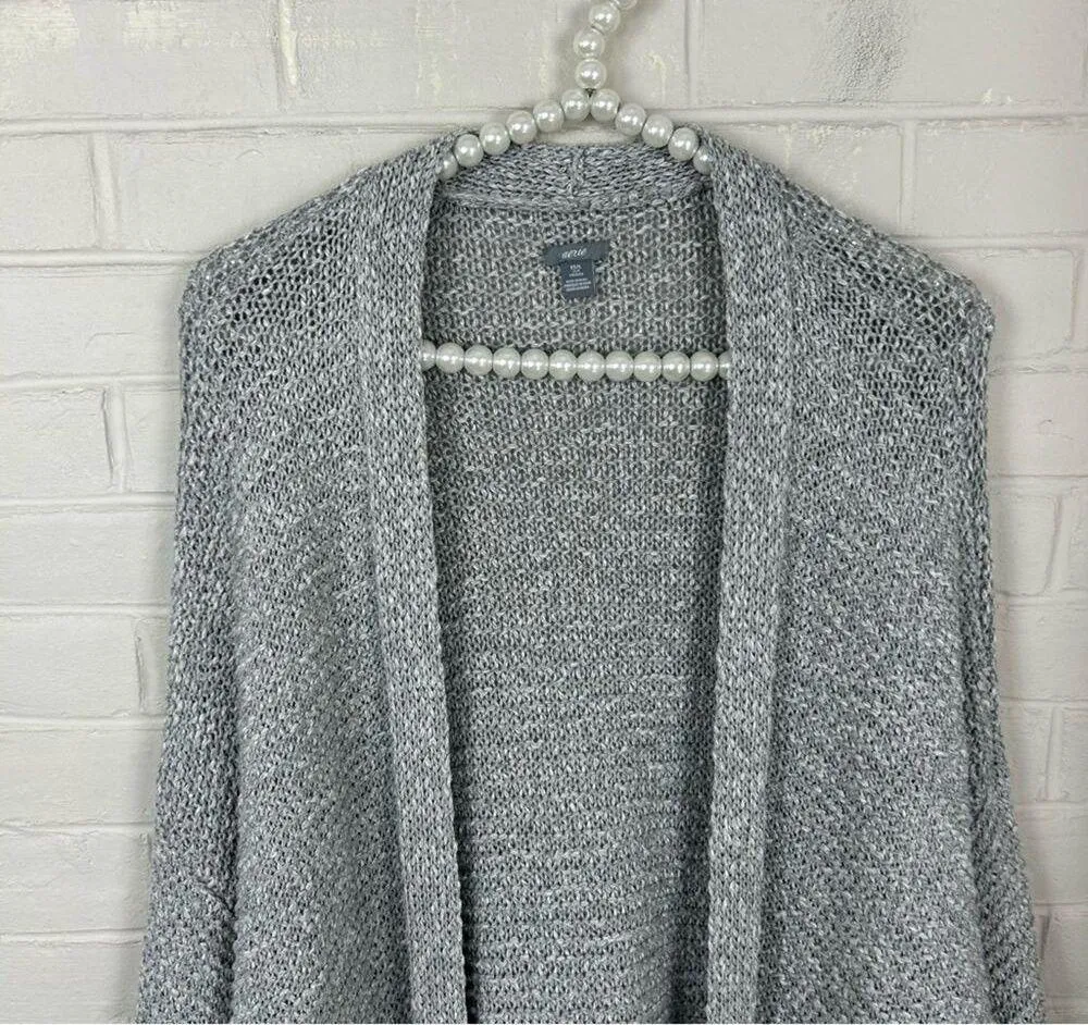 Aerie Grey Chunky Open Knit Oversized Cardigan Sweater Size XS/S - Image 3