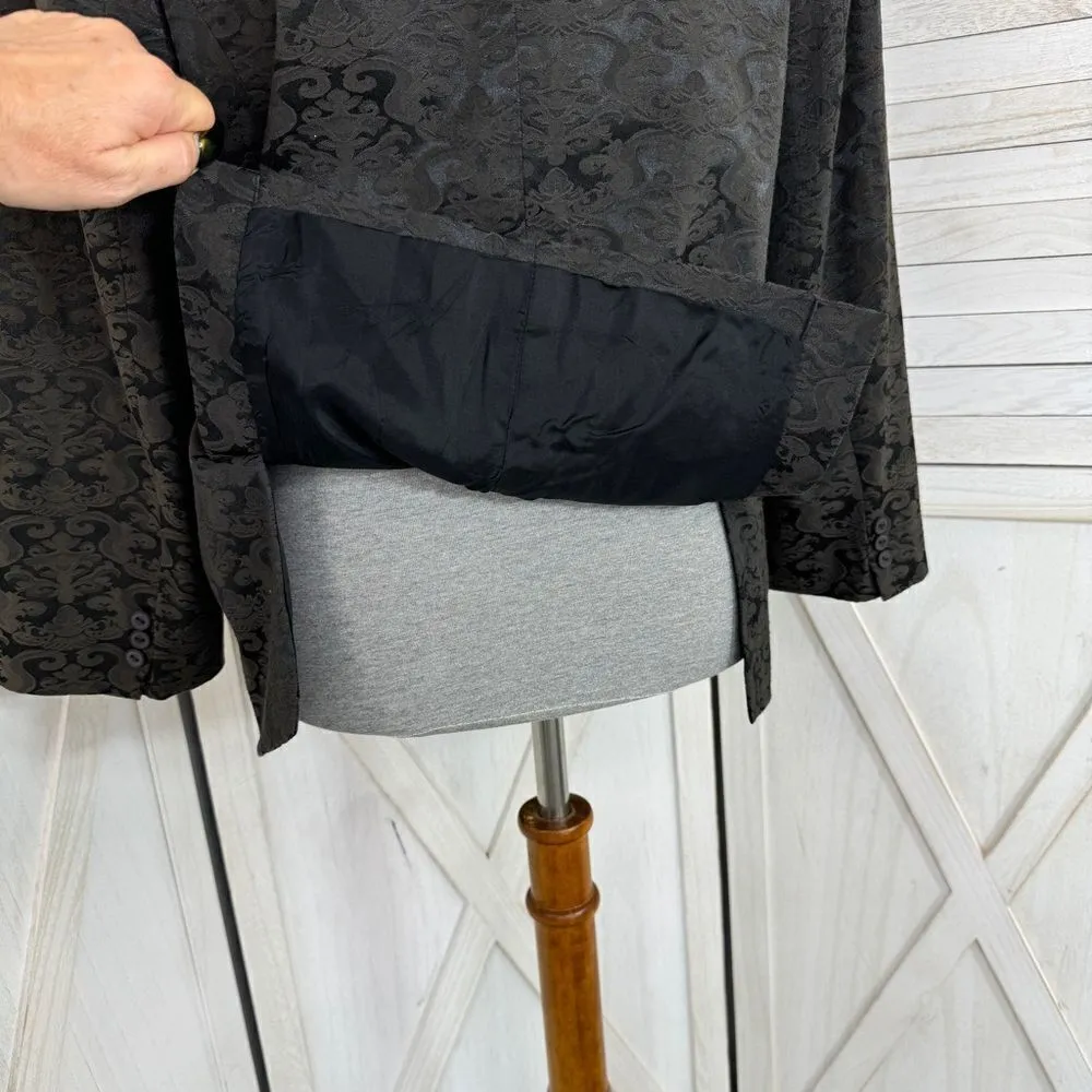 Dialogue Gothic Damask Brocade Blazer Jacket Grey Black 10 Dark Academia - Image 7
