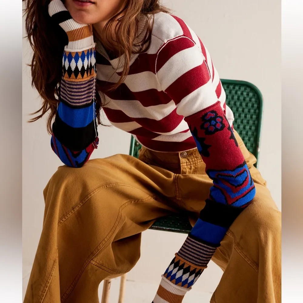 #266 NWT Free People Vintage Crush Cuff In Maroon Combo - Image 5