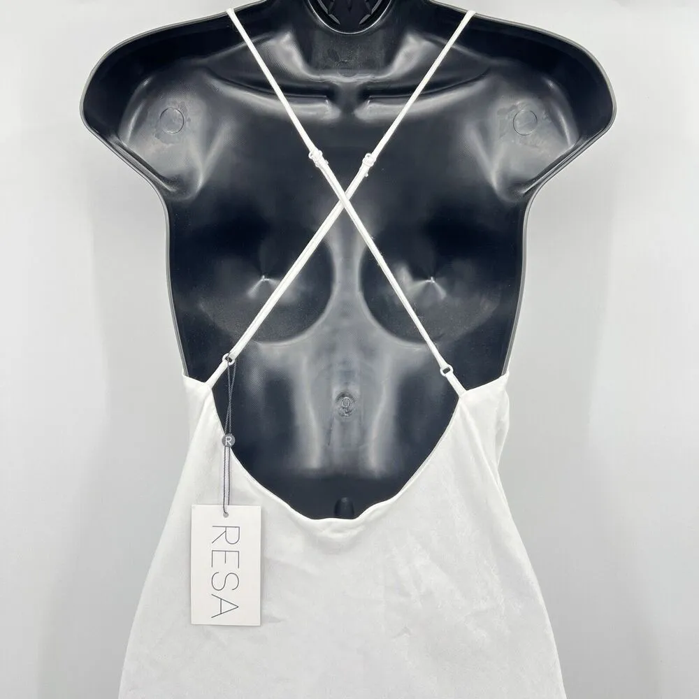 RESA Camille Slip Maxi Dress White Ivory Leg Slit Criss Cross Straps Size XS NWT - Image 8