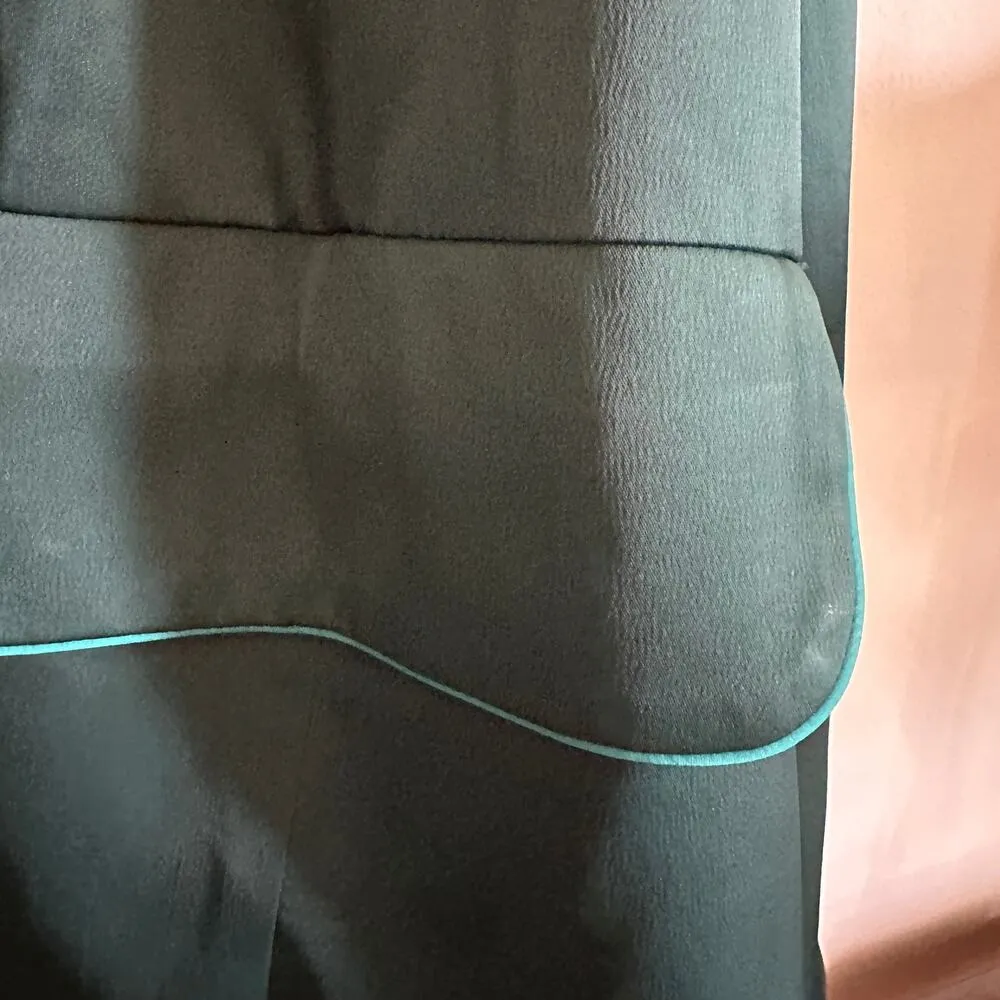 ELOQUII | Emerald Green Satin Shawl Collar Blazer with Piping | 28 - Image 3