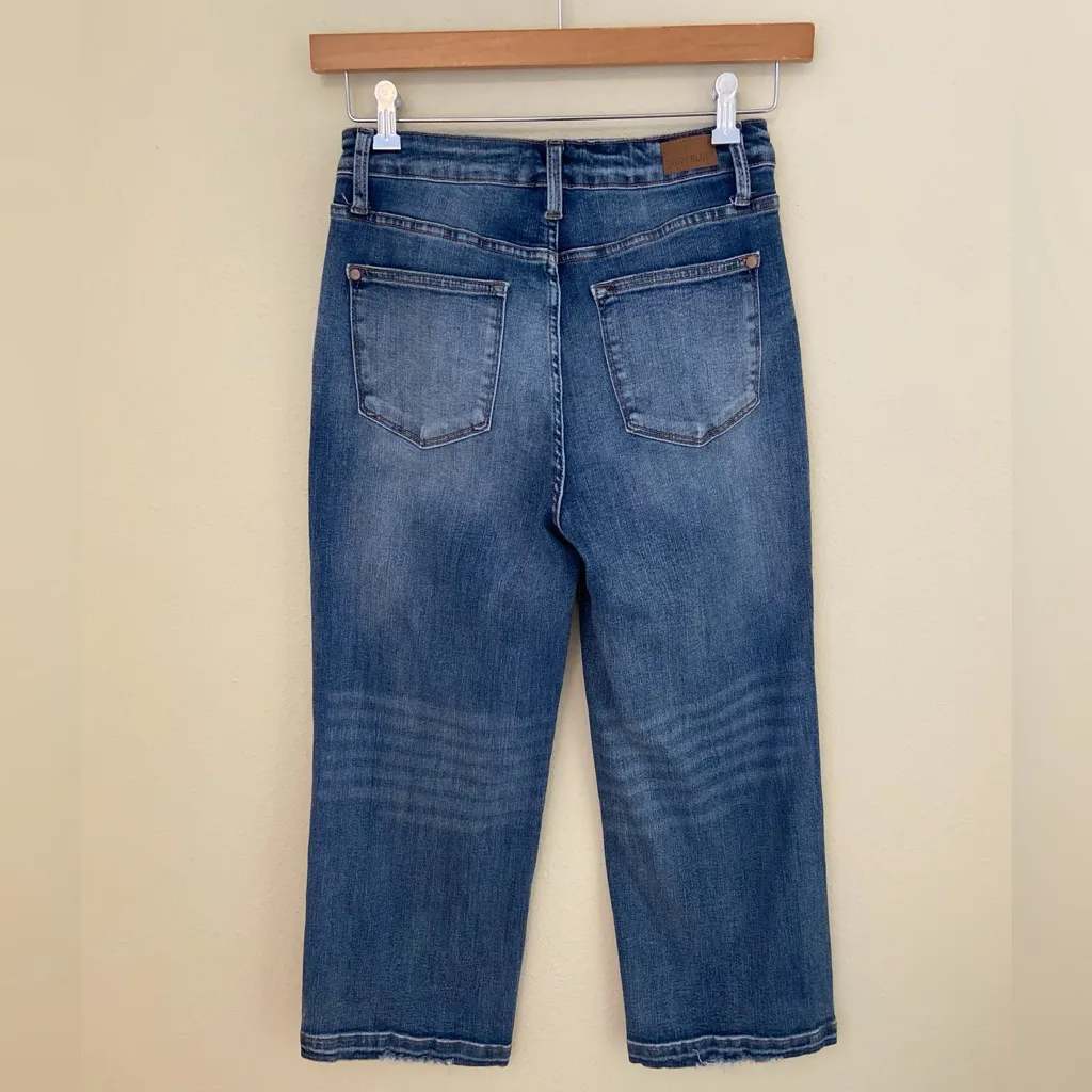 Judy Blue High Rise Vintage Wash Cropped Wide Leg Jeans - Image 6