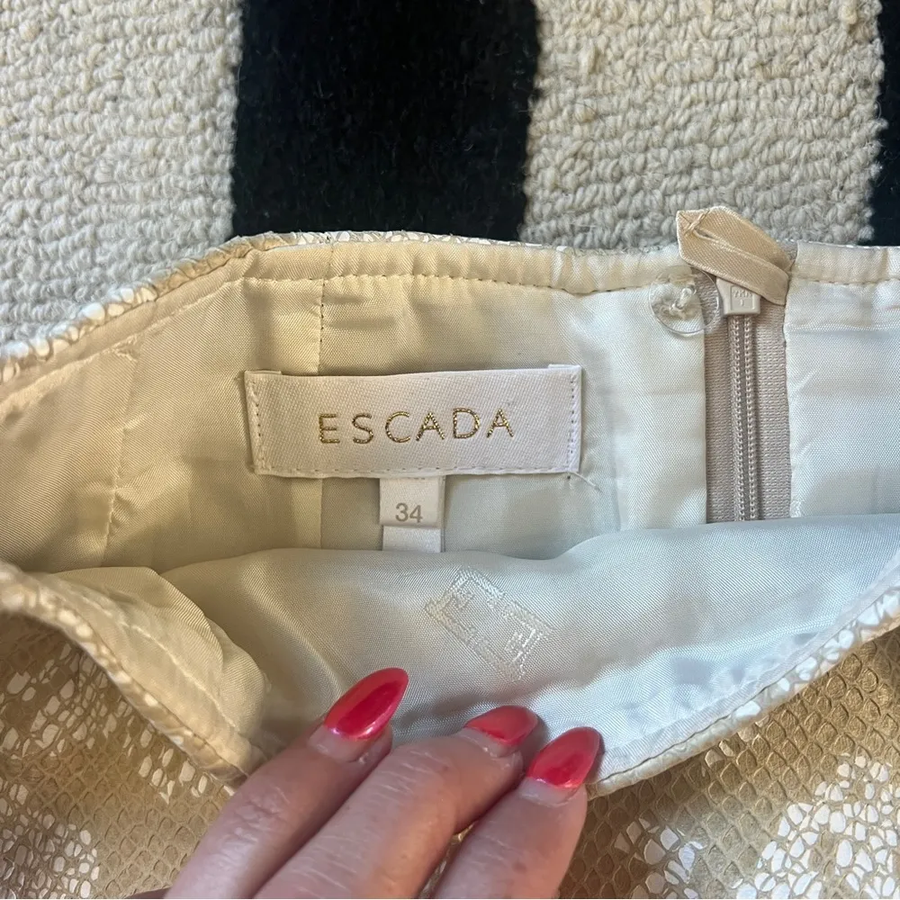 ESCADA vintage luxury Leather Snake python Pencil Skirt Tan Size XS - Image 4