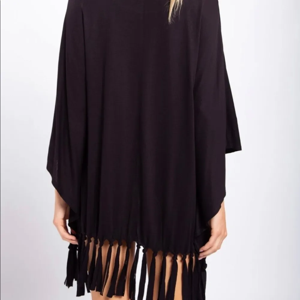 Mono B Black‎ Fringe Swim Coverup Black Size M - Image 4