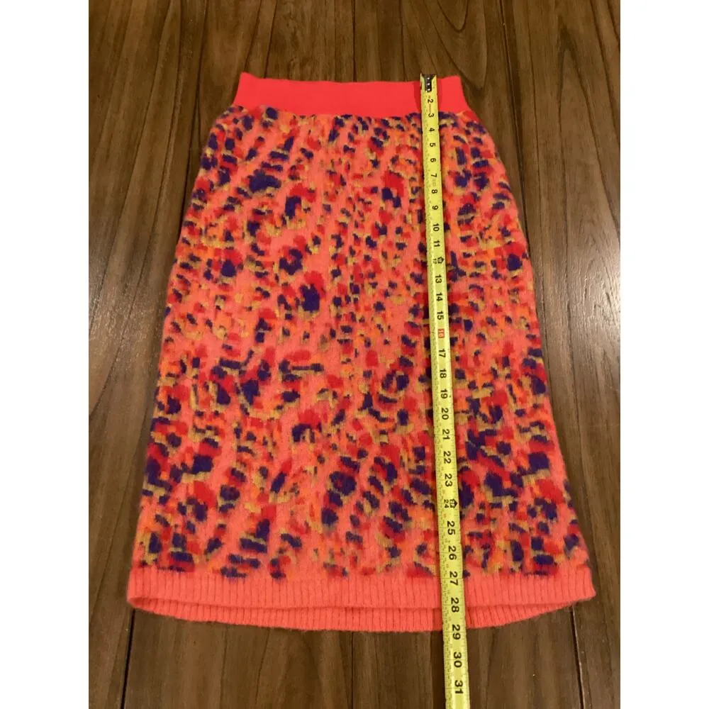 Anthropologie Holly Sweater Skirt Pencil Alpaca Wool Orange Red Fuzzy M - Image 3