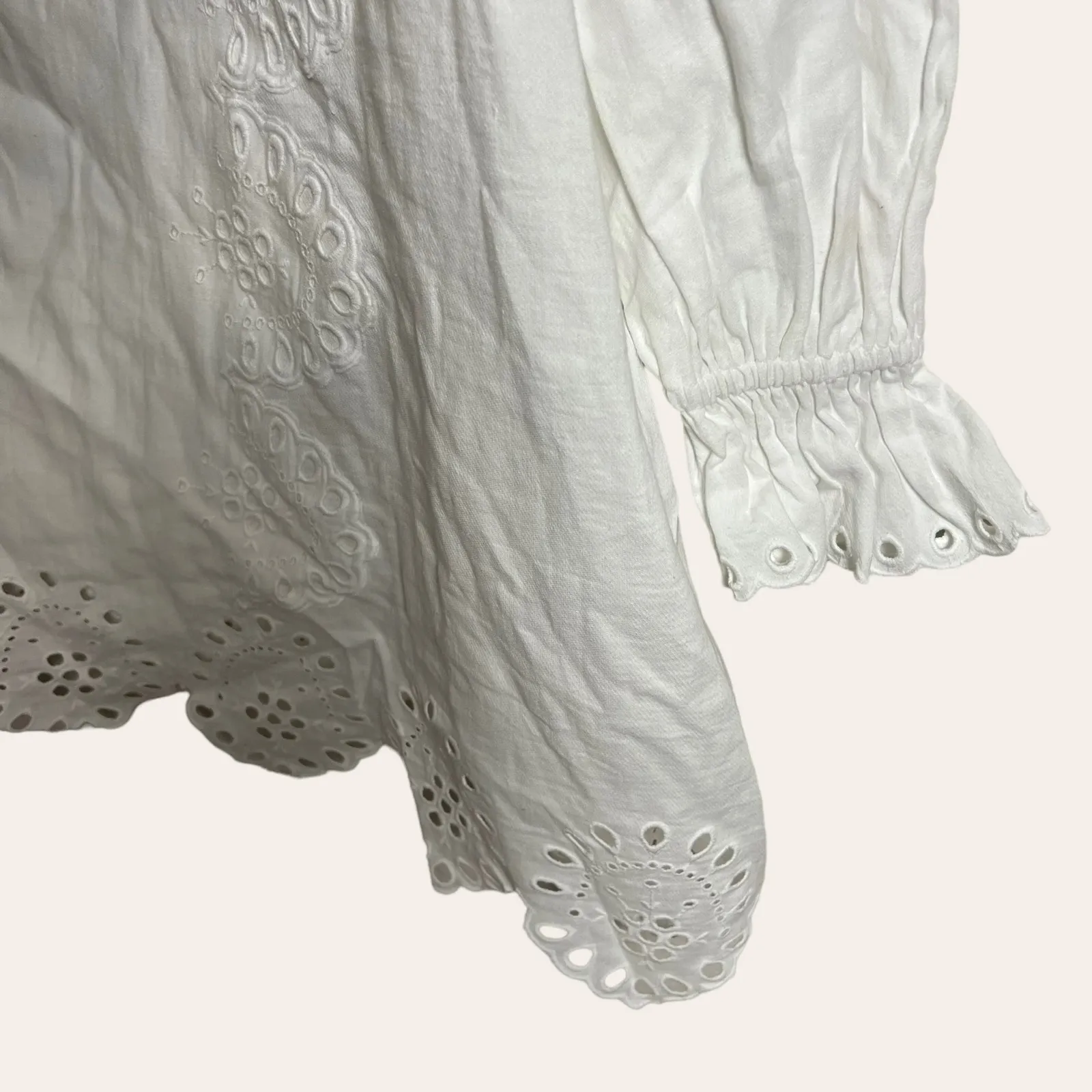 Hill House The Mila Eyelet One Shoulder Dress in White Linen Size M - Image 7