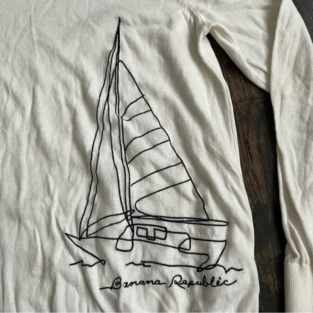 Banana Republic Nautical Sailboat Intarsia Cotton Knit Crewneck Sweater sz M - Image 3