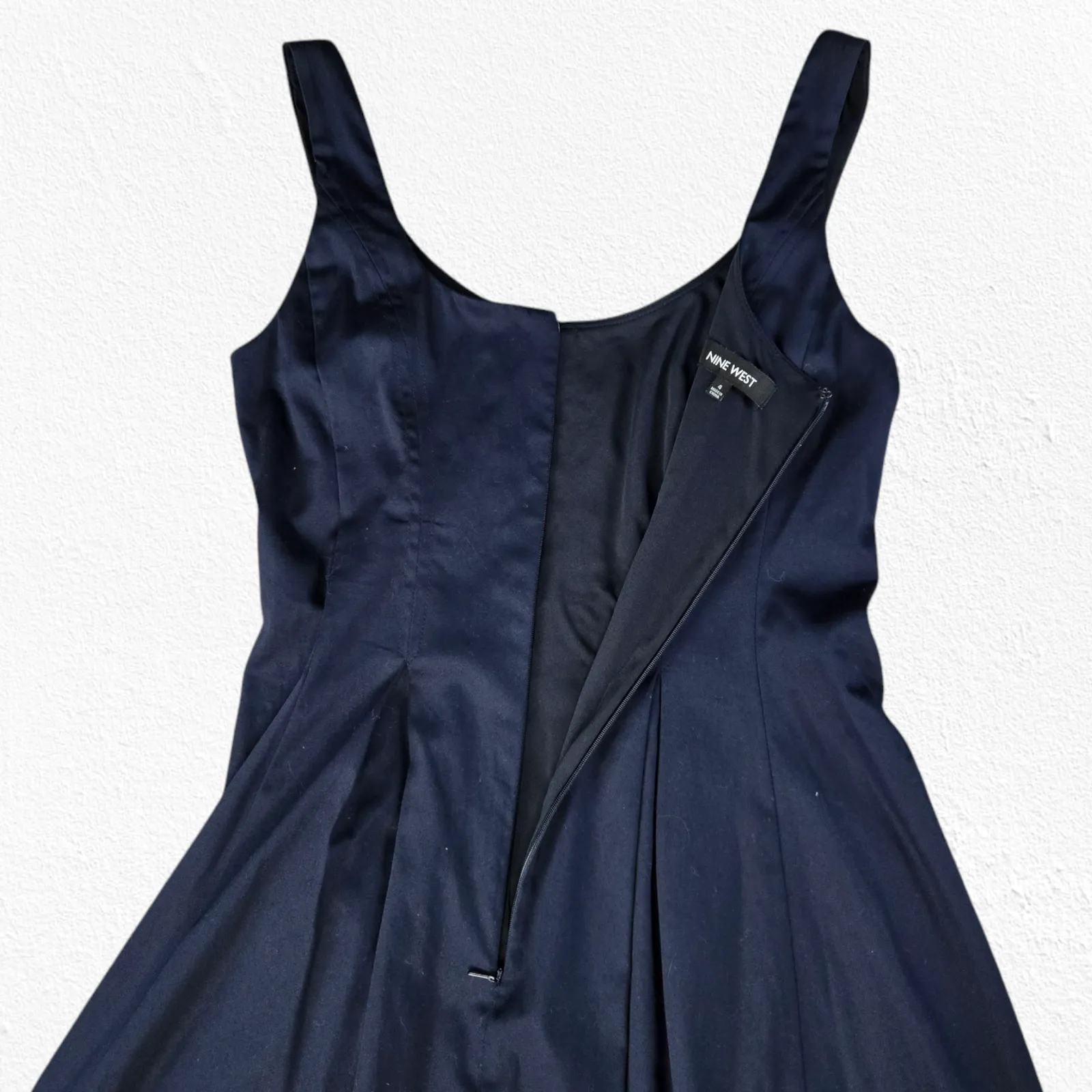 Nine West Dark Pacific Navy Blue Sleeveless Classic Fit and Flare Dress Size 4 - Image 10