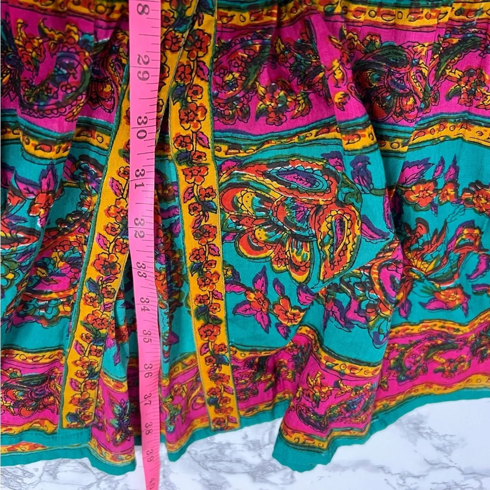 Lola Australia floral boho printed maxi skirt button front sz M Blue Size M - Image 3