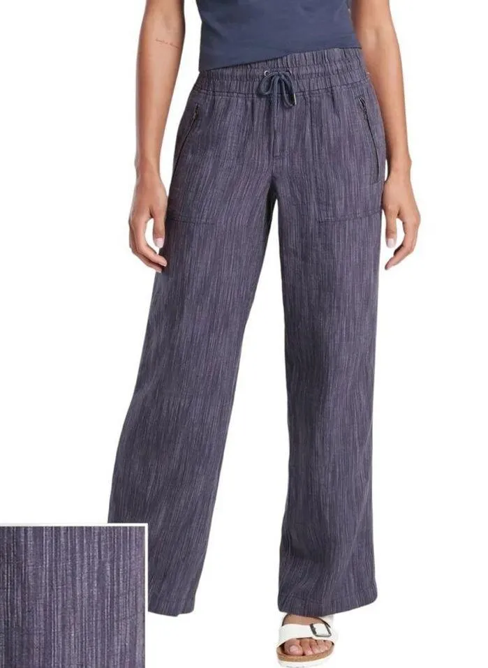 Athleta Cabo Linen Textured Blue Wide Leg Pants Relaxed Beachy Women’s Size 0 - Image 4