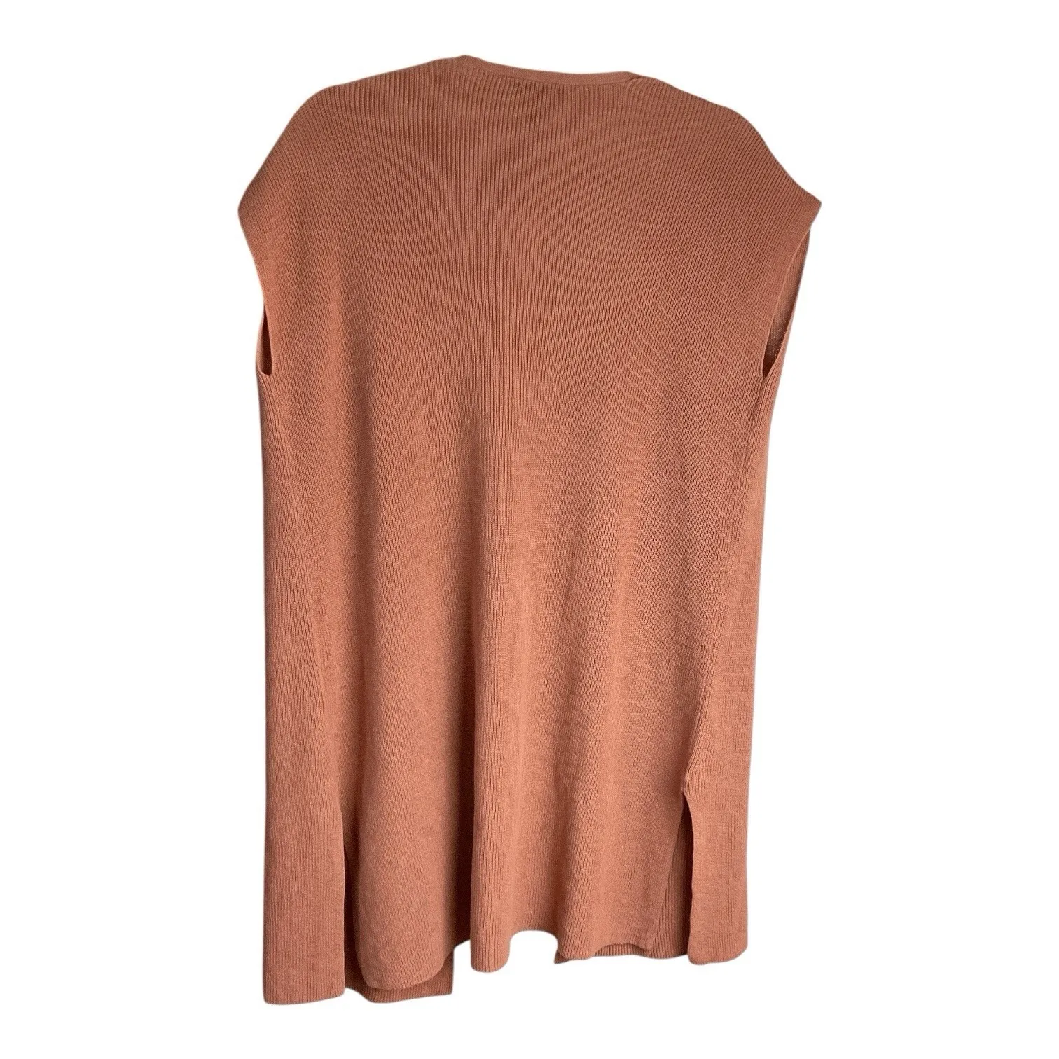 Eileen Fisher linen blend knit sleeveless duster vest cardigan  XS Terracotta - Image 6