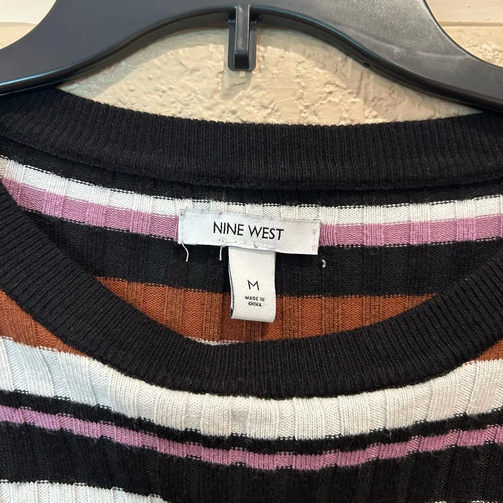 Nine West Striped Ribbed Long Sleeve Top - Image 8