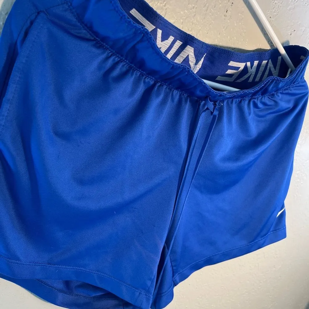 Nike Blue Athletic Shorts with Elastic Waistband Dri-Fit SZ S High-Waist Stretch - Image 4