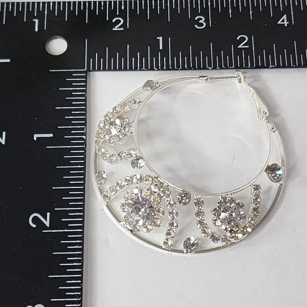 Silver Glam Hoop Earring with Zirconia Crystal Design - Image 8