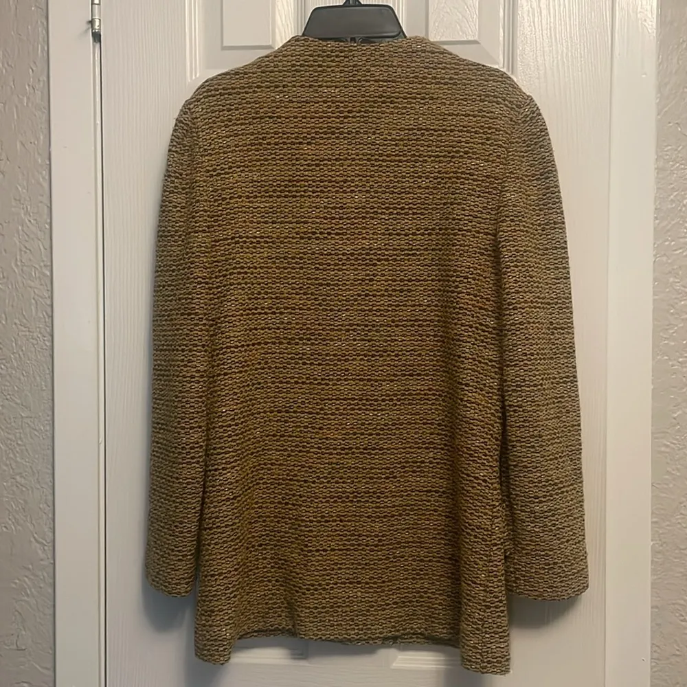 Women’s Vintage Castleberry Yellow Tan Sweater Blazer w/ Gold Buttons, Size 6 - Image 3