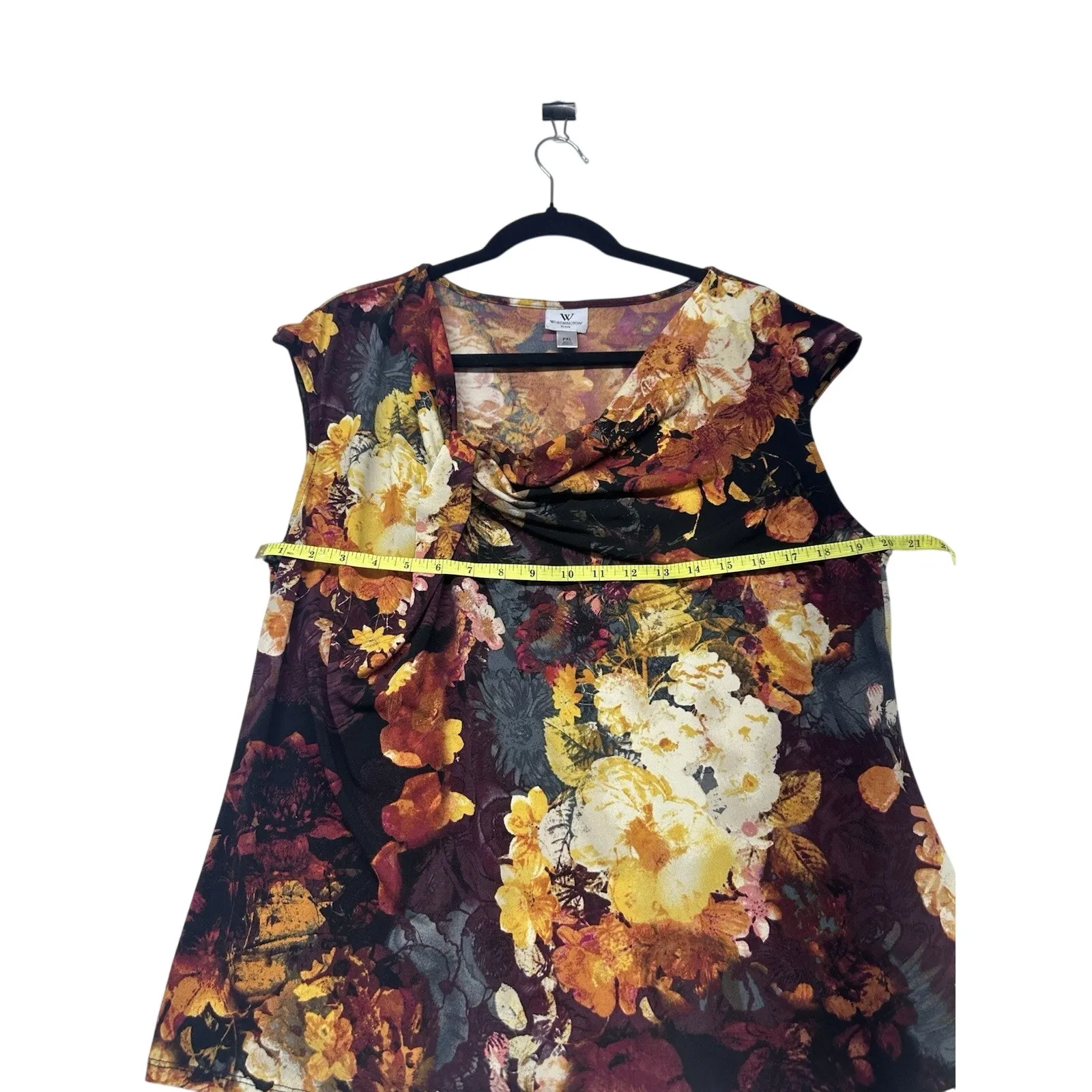 Worthington Women's Blouse Multicolor Floral Sleeveless Scoop Neck Size PXL -A37 - Image 7
