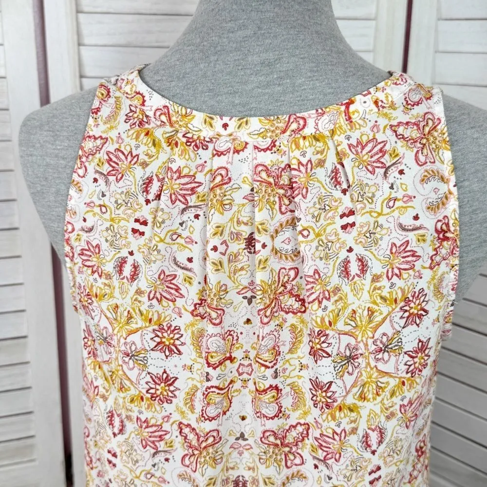 Artisan‎ NY Floral Boho Sleeveless Tank Top Blouse White Yellow Red Small - Image 6