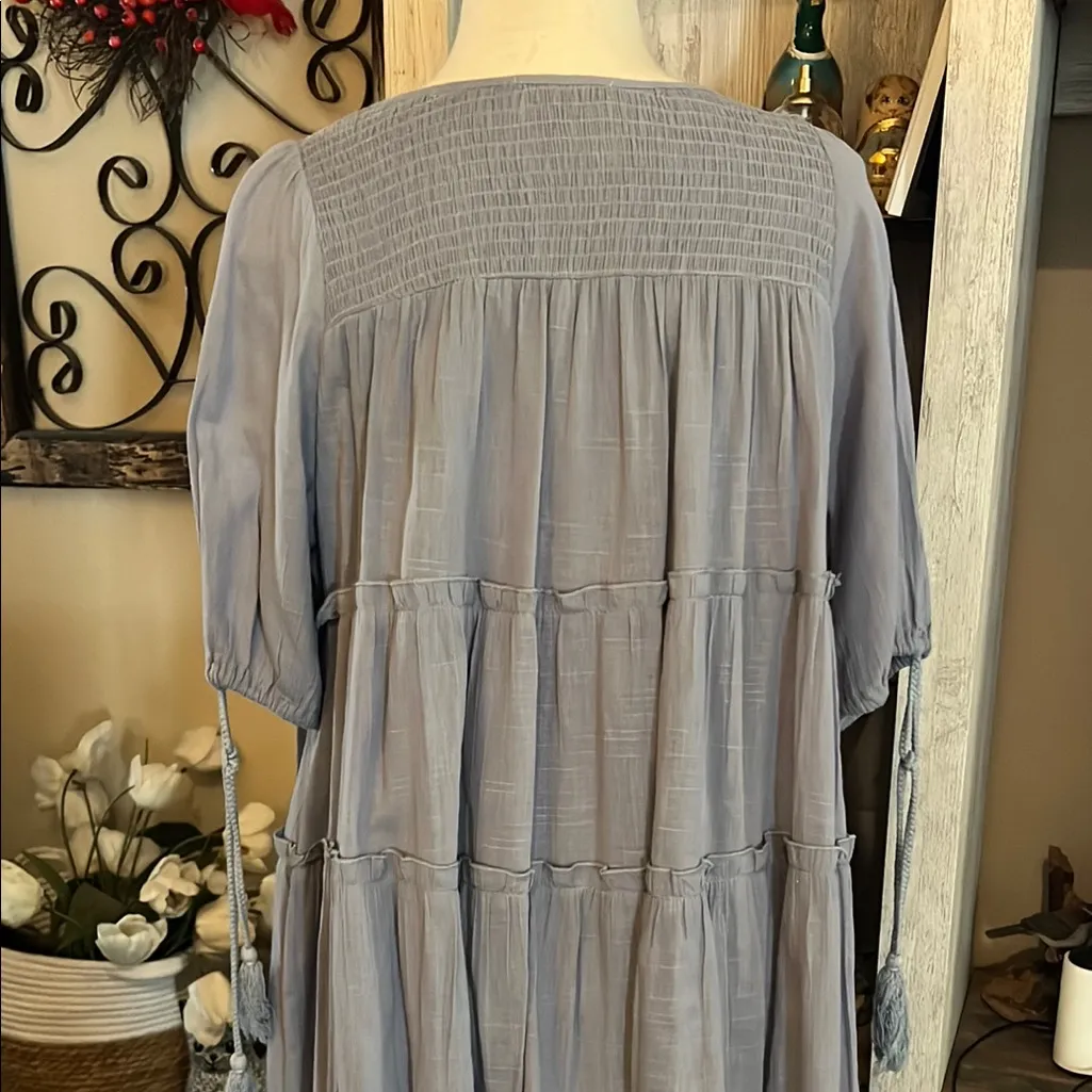 Listicle Women's Steel Blue Dress size m tiered, flowy - Image 7