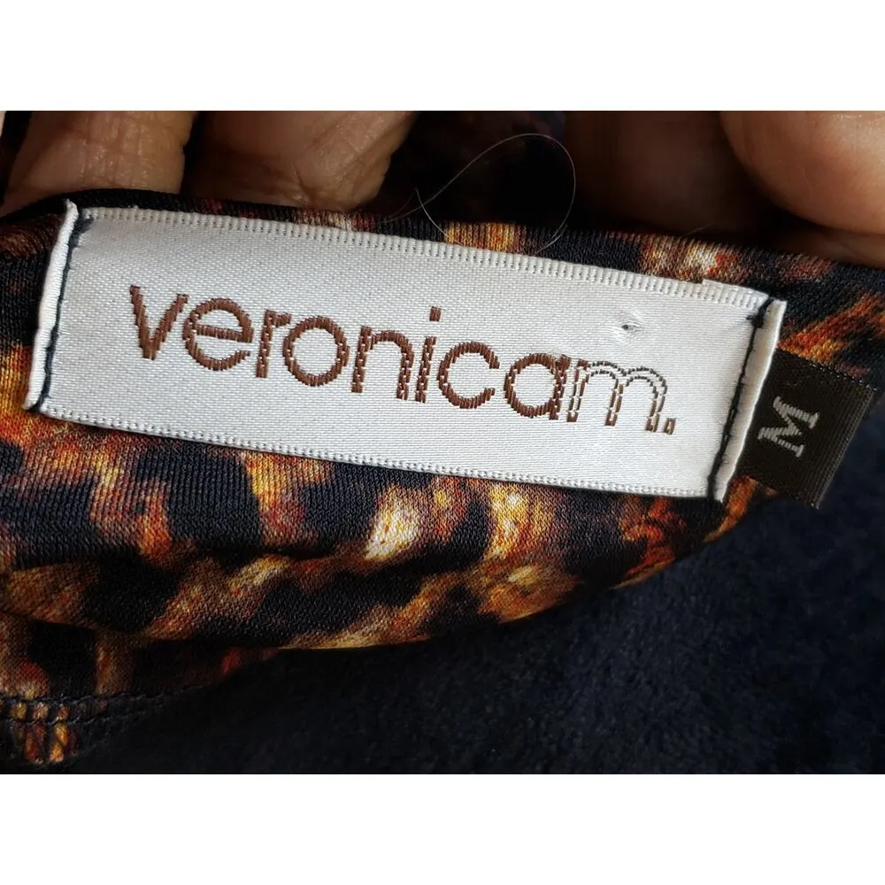 VVeronica M Wrap Dress Medium Multi Stretch Polyester Long Sleeve Peplum Hemm - Image 3