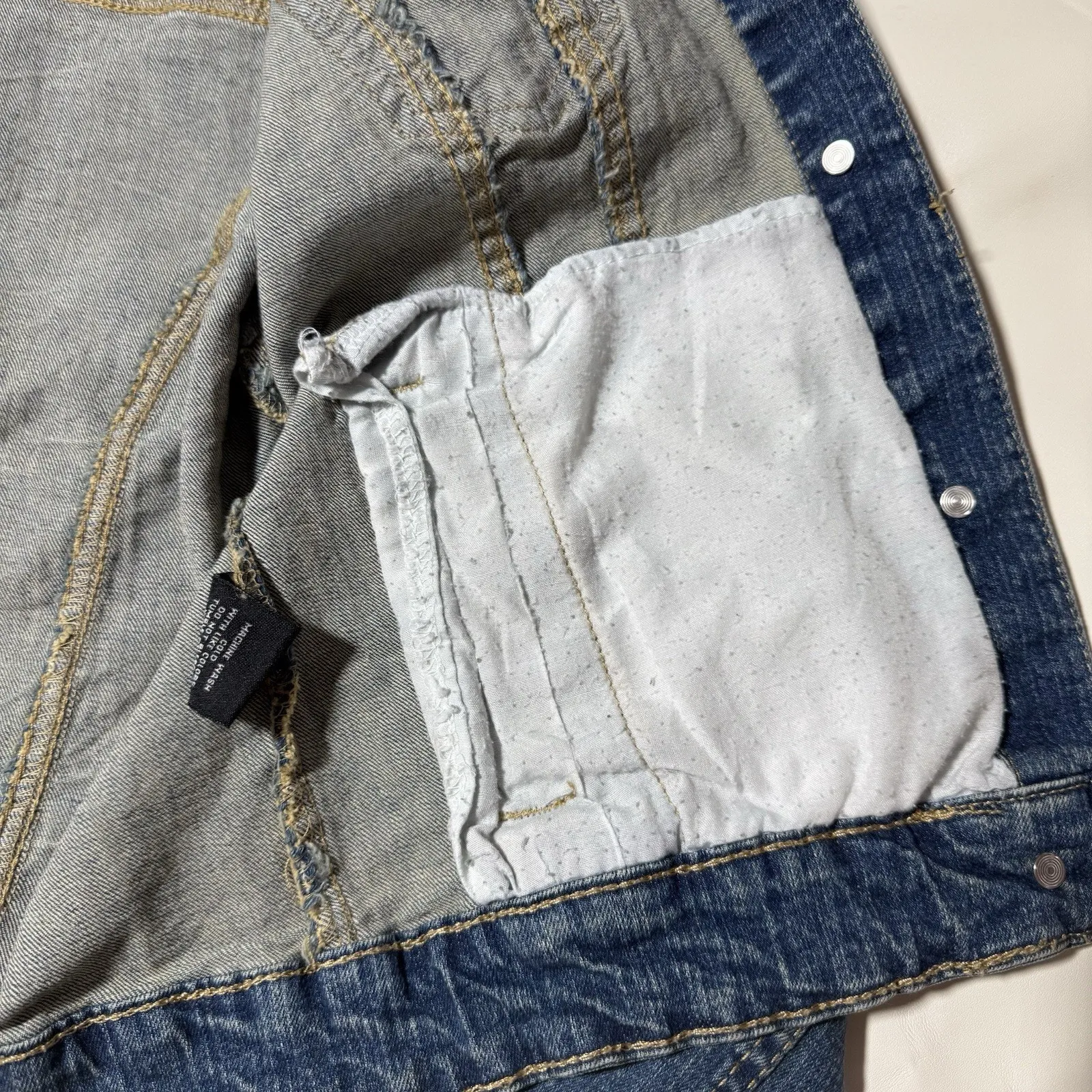 New Look by Yes Cropped Denim Jacket Dark/Light Juniors Sz S Blue Pockets - Image 11