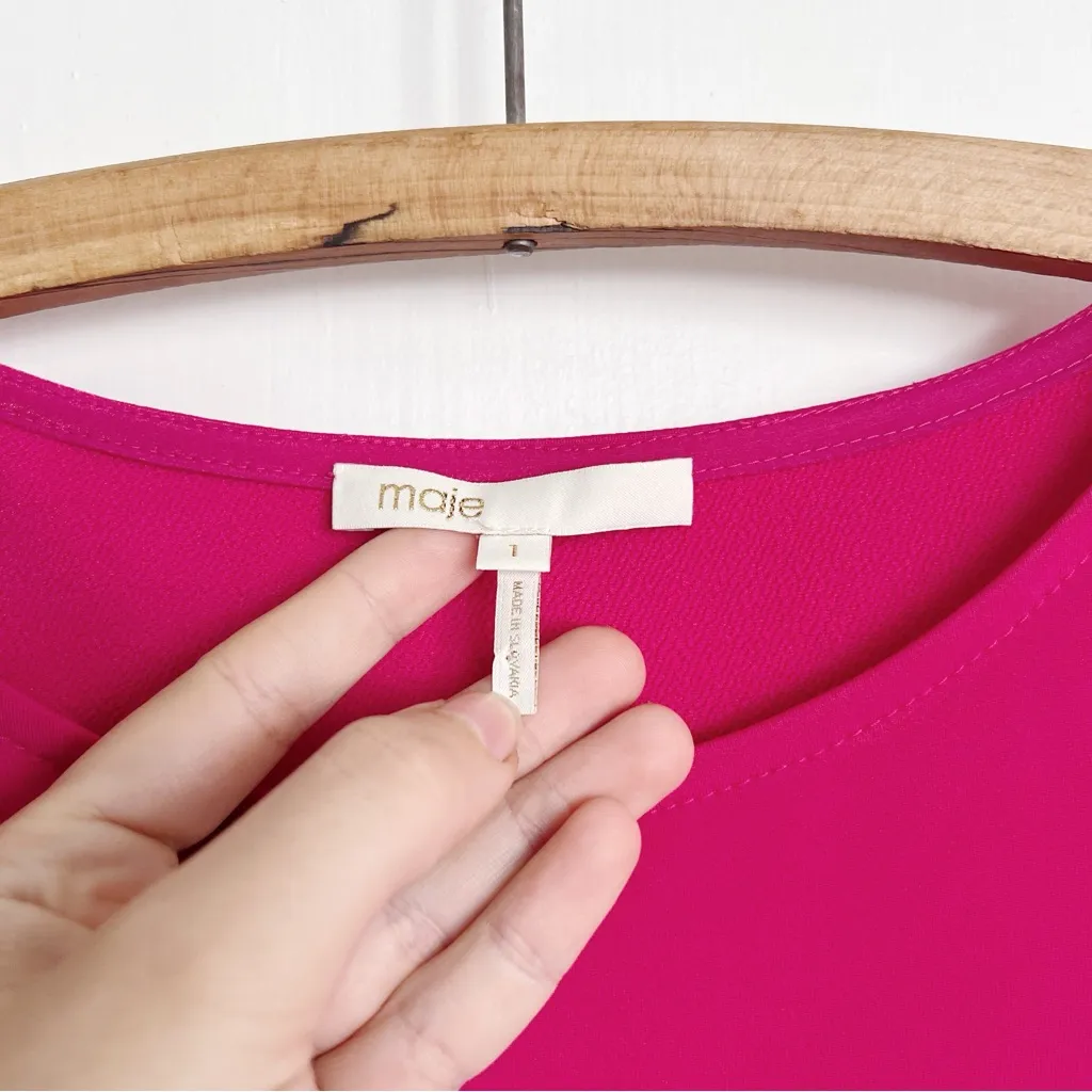 Maje • Romana Stretch-Crepe Maxi Dress gown fuchsia pink ruffle asymmetrical - Image 7