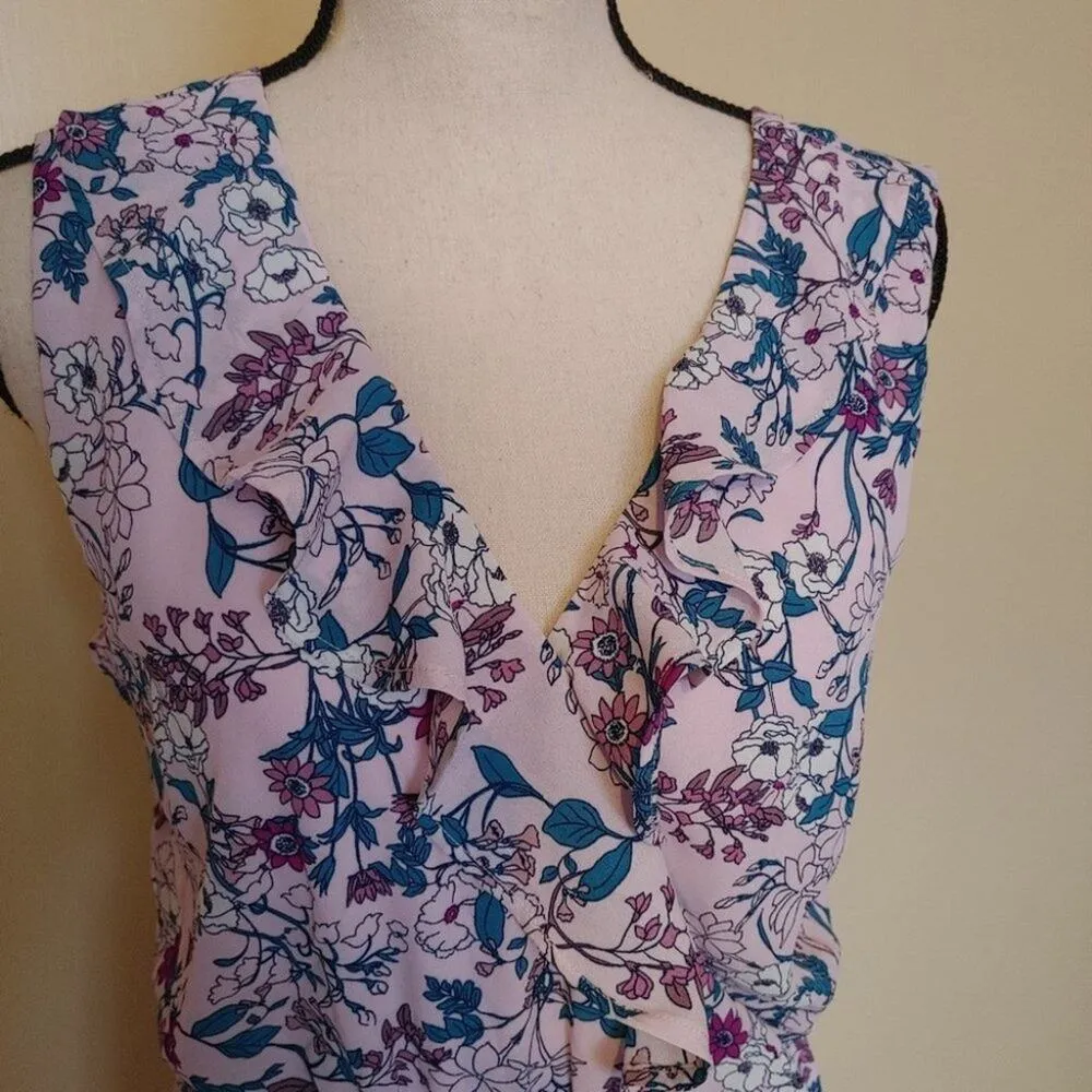 Maurices Size Medium M Floral Flower Light Pink Summer Spring Dress Frill Tie - Image 6