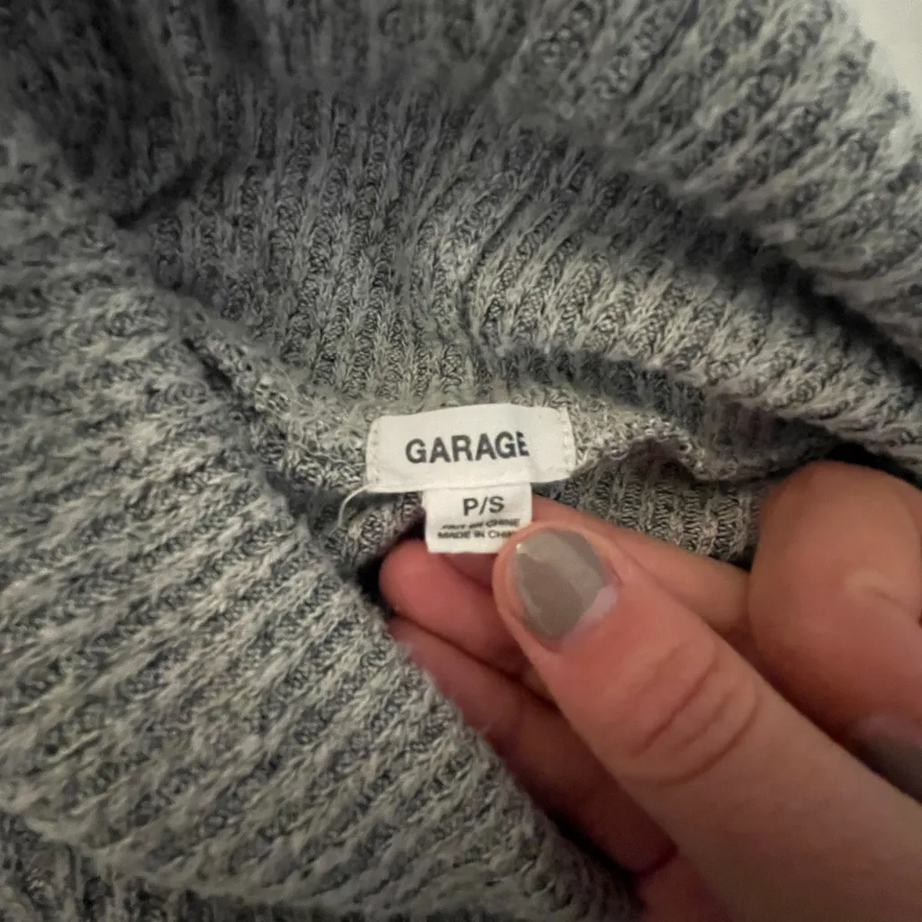 Garage Light Gray Ribbed Turtleneck Sweater - Image 4