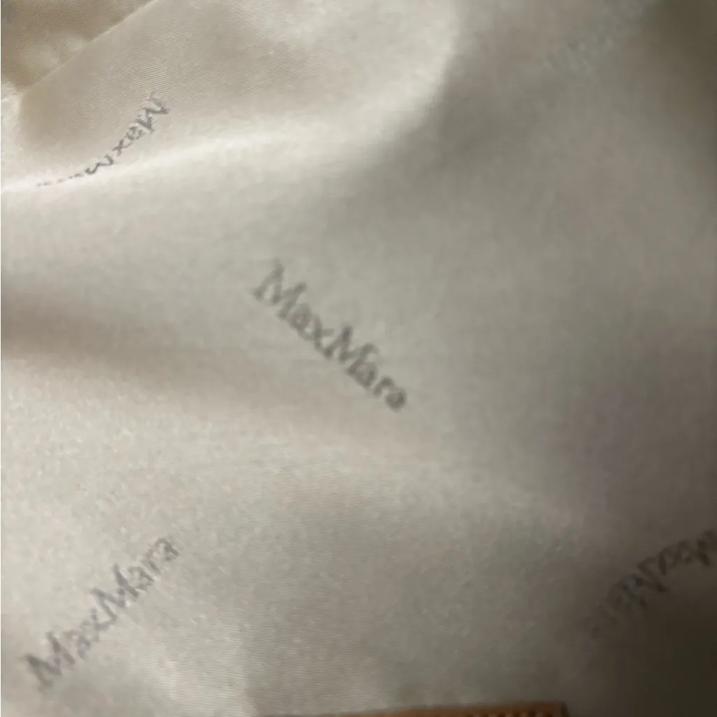 MaxMara Beige Tan Leather Canvas Shoulder Bag Stripe Checkered - Image 14