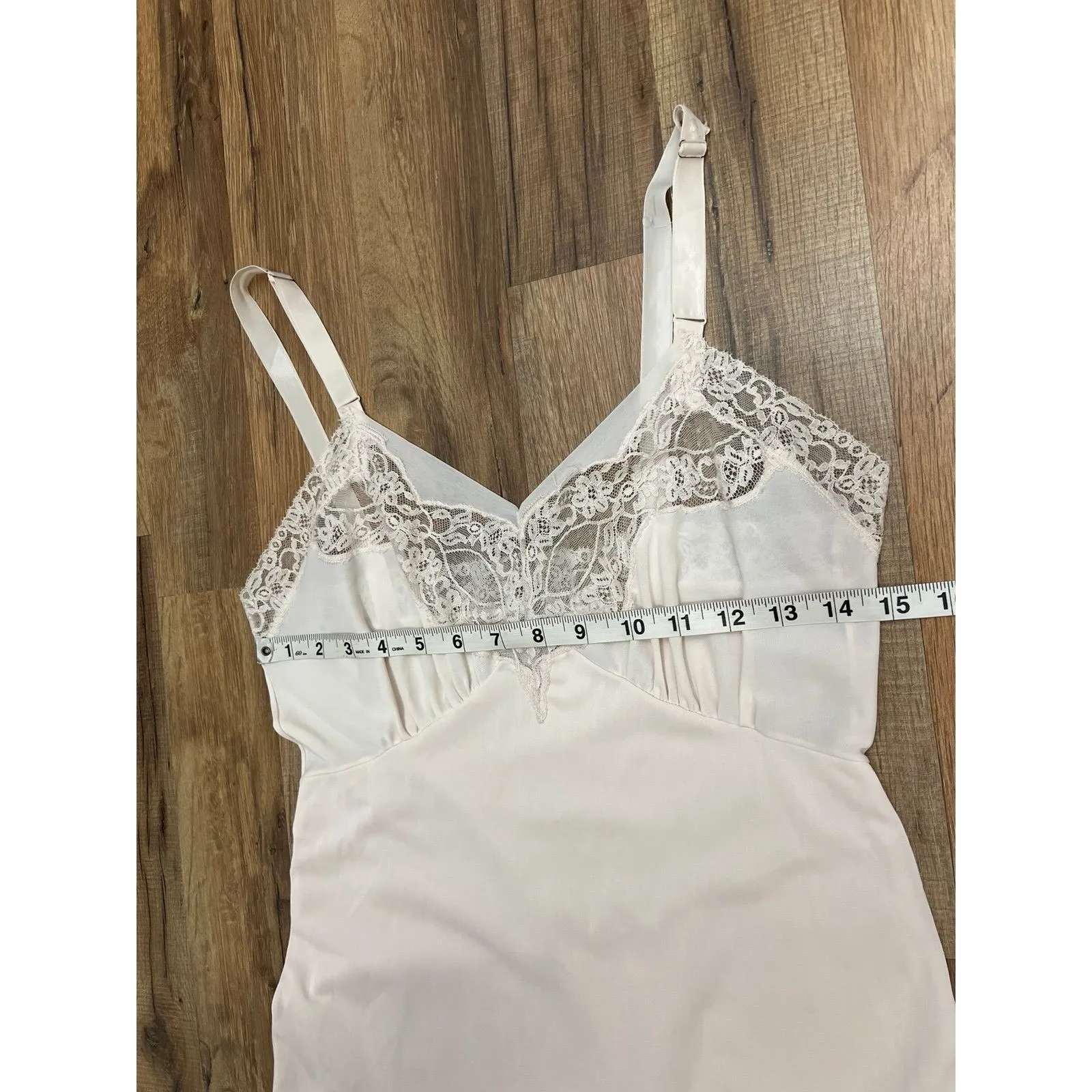 Vintage Aristocraft White‎ Lace Nylon Slip Dress USA Bridal Lingerie 1950s Sz S - Image 7