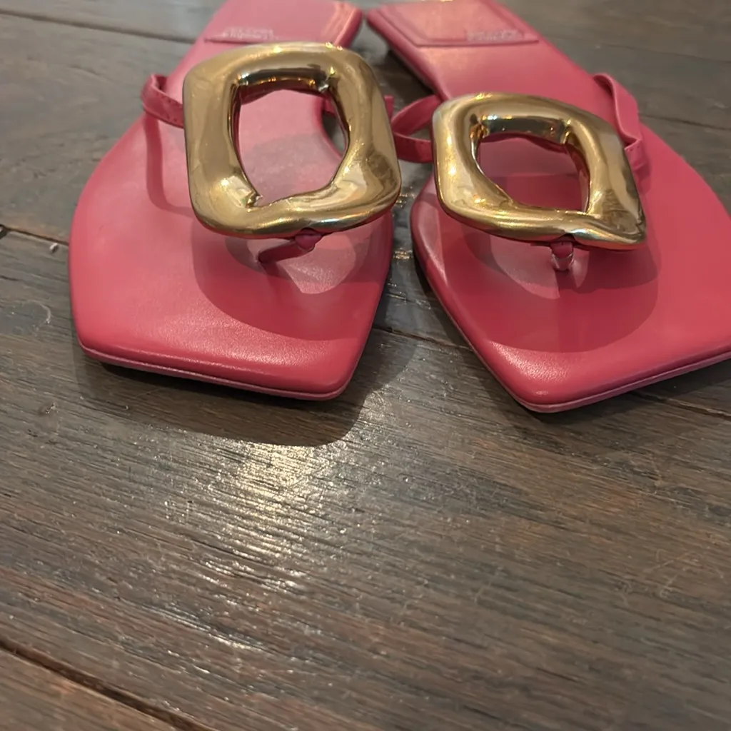 Jeffrey Campbell Linques Pink Leather Thong Sandal Size 11 - Image 3
