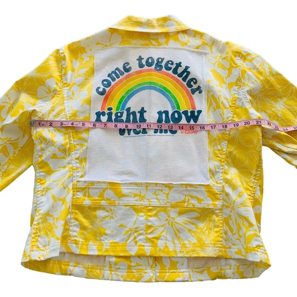 Via Penny Lane Reworked Apparel | The Beatles Come Together Floral Print Jacket Yellow Size XL - Image 3