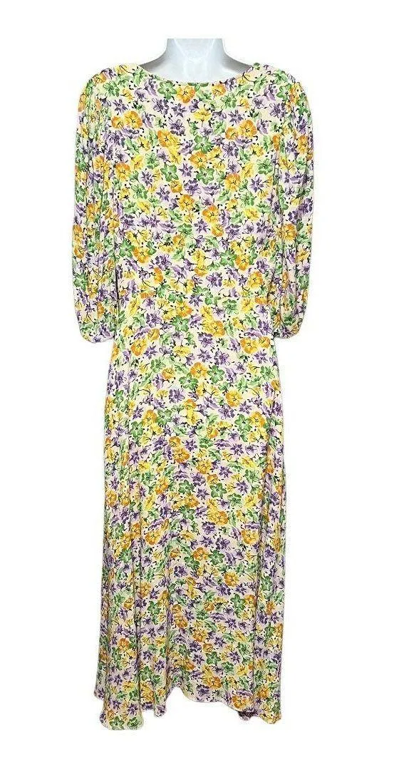 Danielle Dress in Whistledown Floral Women’s Plunging V-Neck Midi Sz 6 - Image 4
