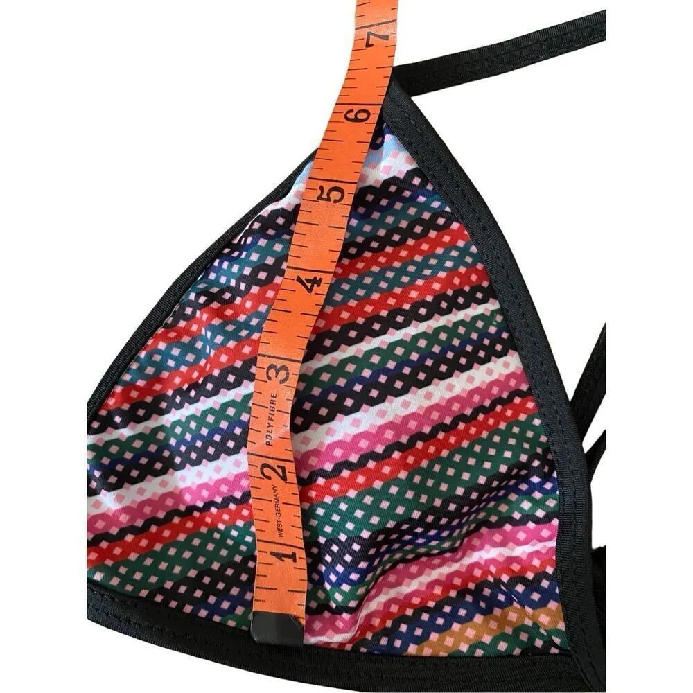 Nwot 2 Pc Padded String Bikini Set Swim Swimsuit Swimwear Stripes Boho Summer Bo Blue Size L - Image 15