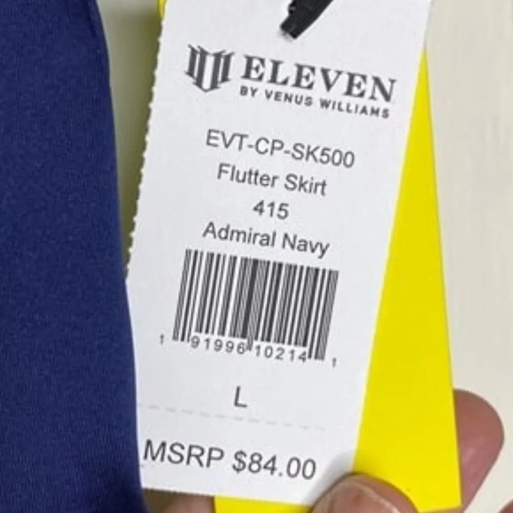 Eleven Women`s Flutter pleated 13 Inch Tennis Skort LARGE Admiral Navy UPF Blue - Image 3