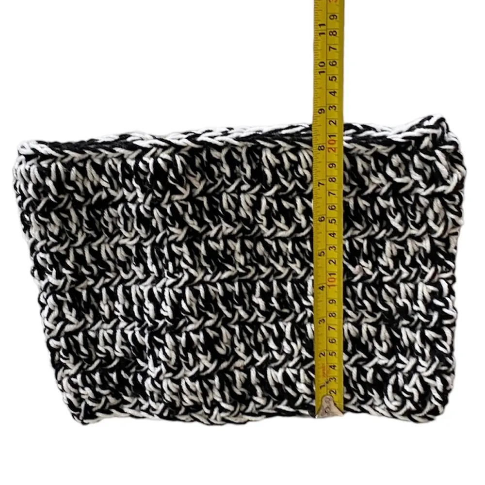 Handmade Crochet Infinity Scarf Warm Knit Winter Fall Cozy Comfy Black White - Image 3