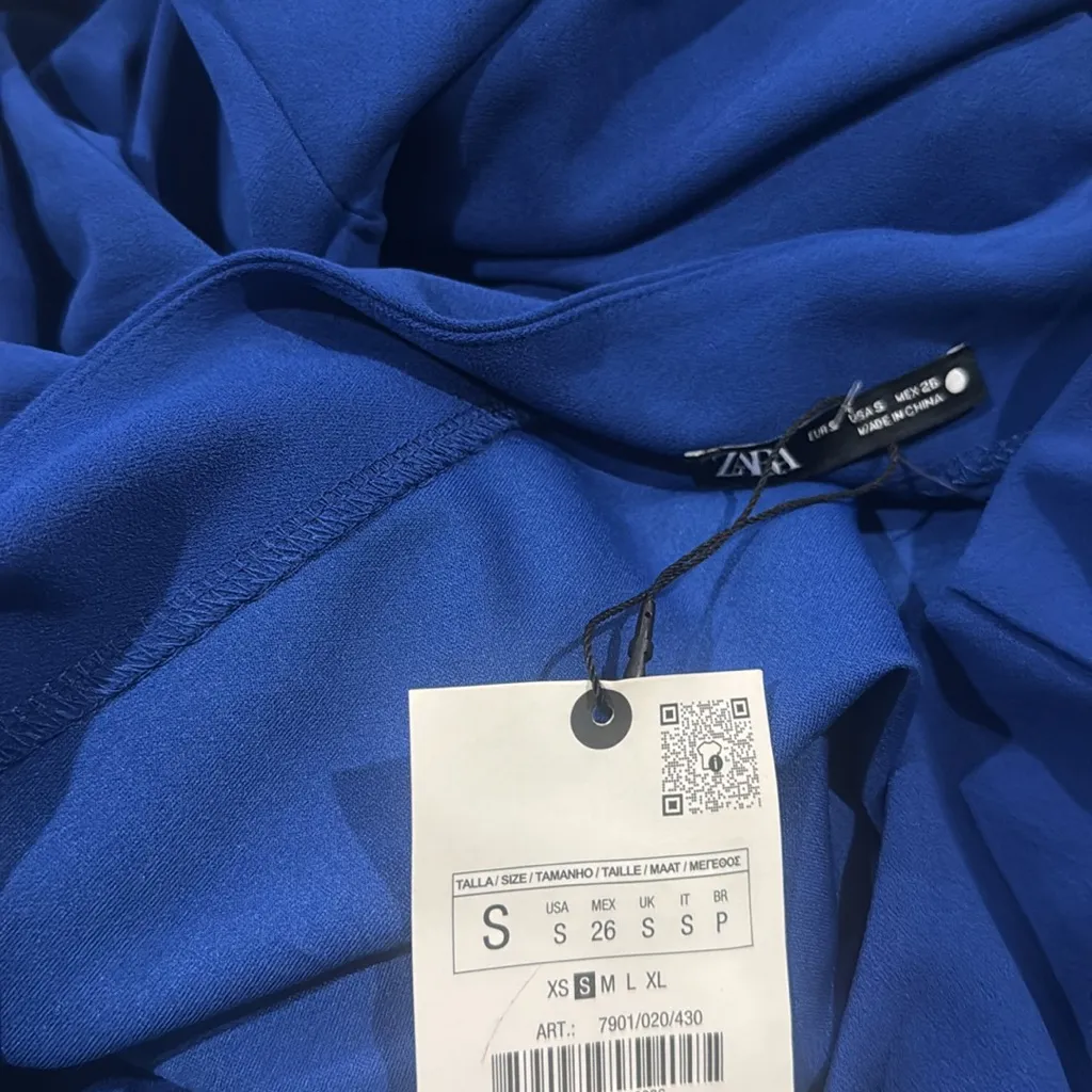 NWT ZARA Vibrant Blue Long Sleeve V Neck Maxi Dress Small Bloggers Fave - Image 8