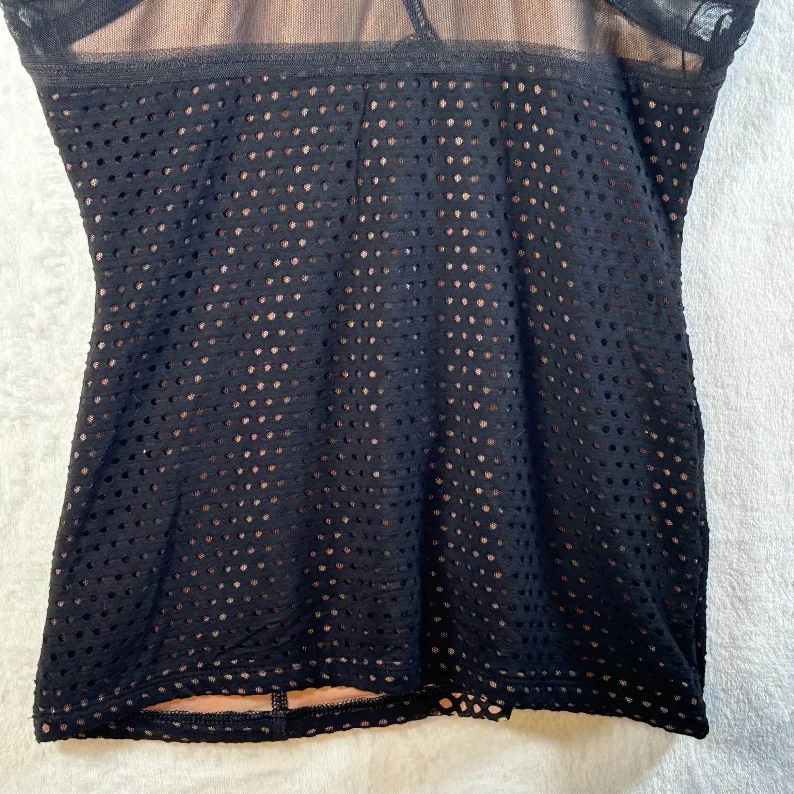 BCBGMAXAZRIA Black Mesh Halter Tank Top Sheer Cutout Racerback Size XS - Image 6