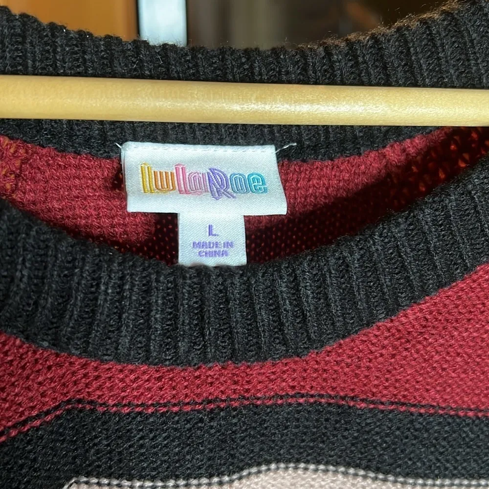 NWT LuLaRoe Lauren Striped Sweater Dress Cable Knit Size Large - Image 3