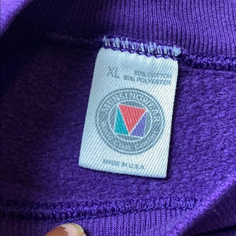 VINTAGE PURPLE BASIC BLANK CLASSIC CREW NECK SWEATSHIRT Size XL - Image 3