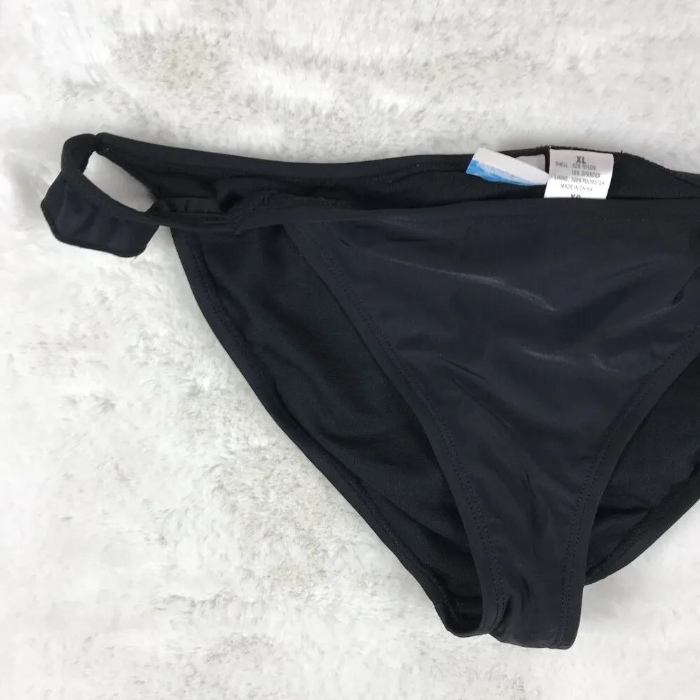 California Waves  Solid Ruffle Side Black Bikini Bottoms NWT XL - Image 2
