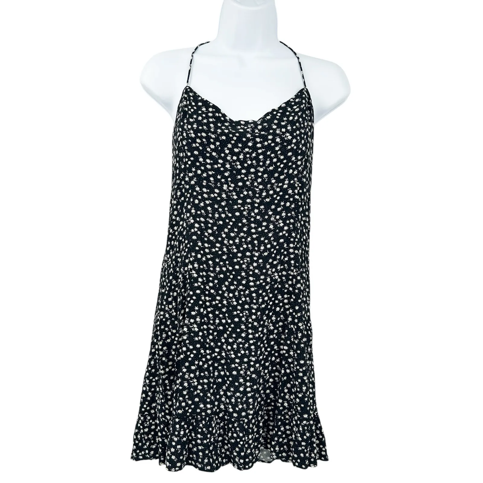 Oak + Fort‎ Womens Preppy Girly Spring Ditsy Floral Daisy Cami Mini Dress Size S Black - Image 2