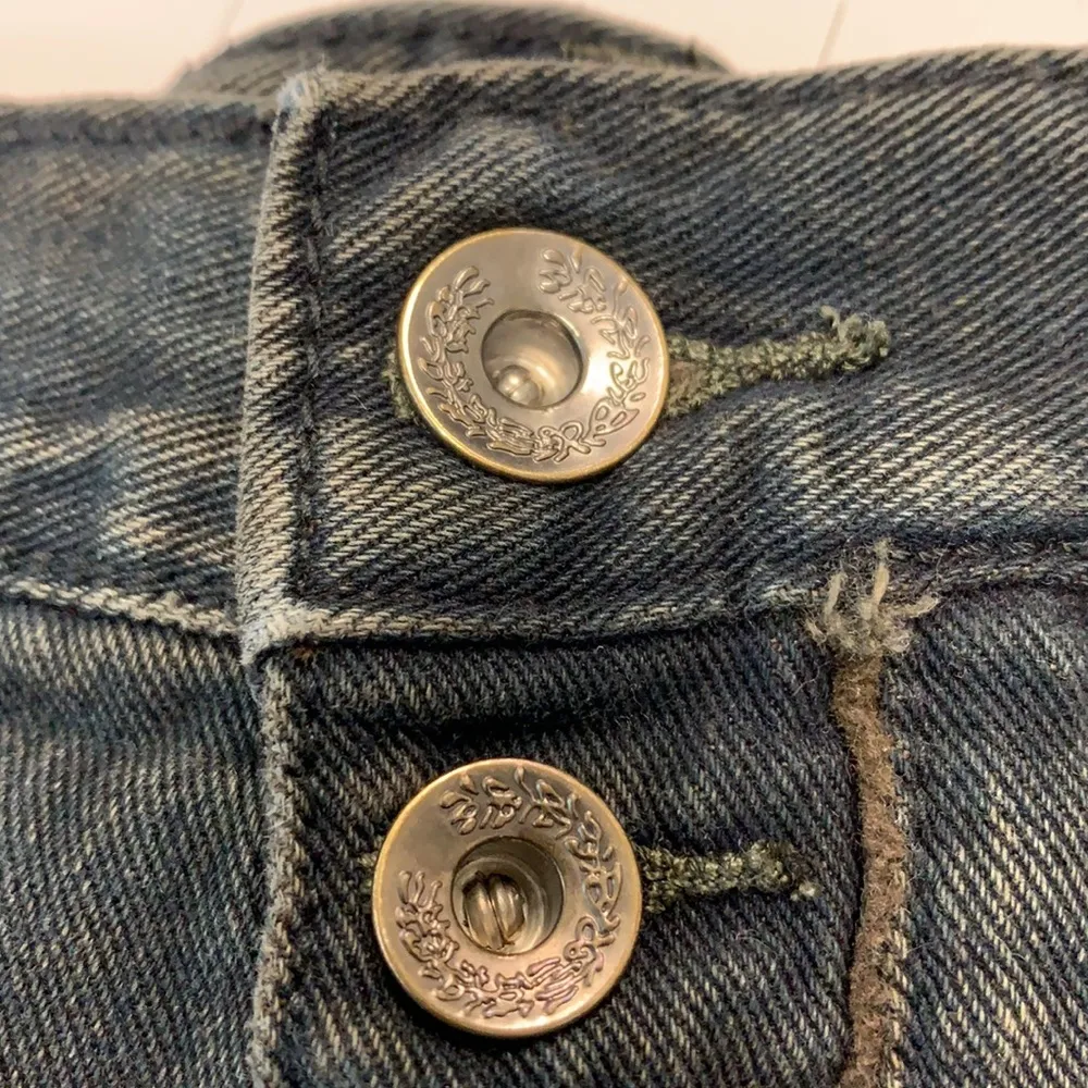 Free People Distressed Button Fly Denim Shorts - Image 5