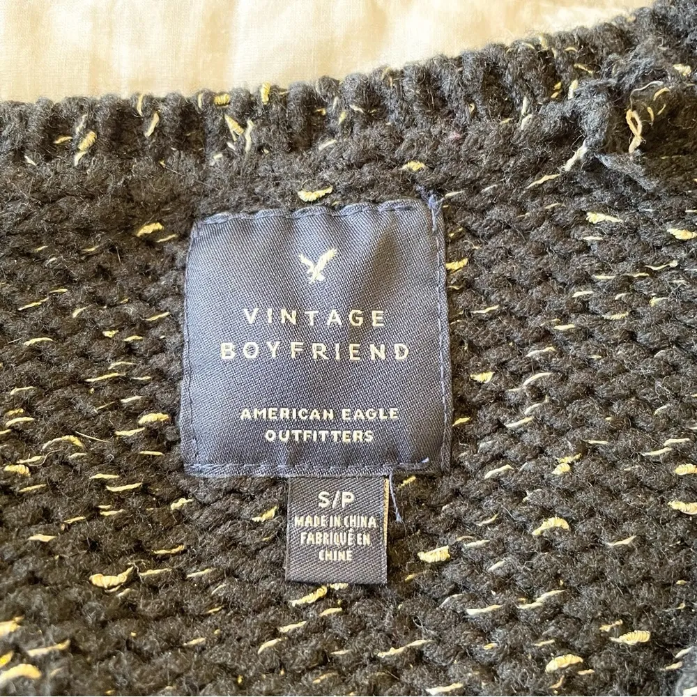 Outfitters Vintage Boyfriend Black Metallic Knit Sweater Small - Image 5