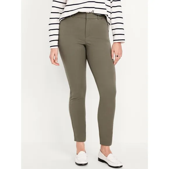 Old Navy Women 8 Reg High-Waisted Pixie Skinny Ankle Green Pants Casual Colorful - Image 3