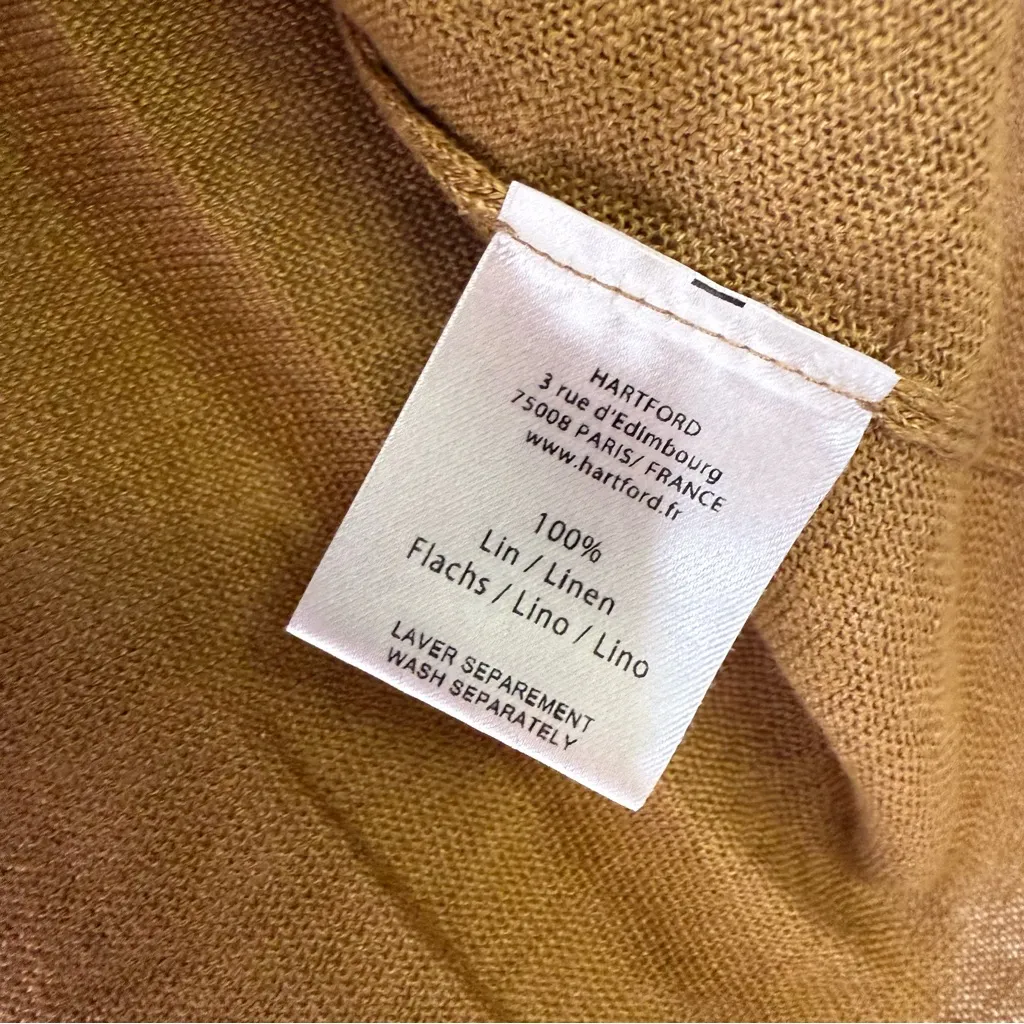 Hartford 100% Linen Short Sleeve Shirt Brown Size 2 US Medium / 6 - Image 3