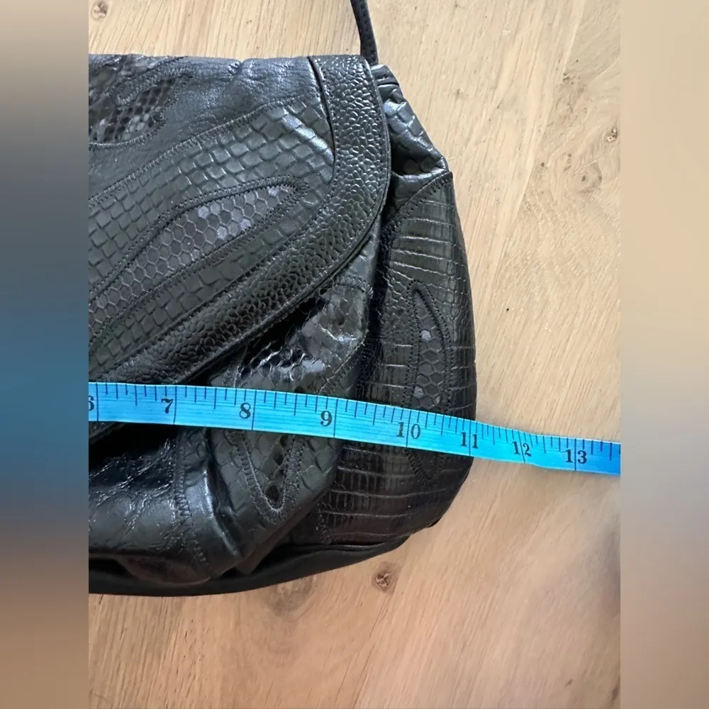 VTG Sharif Genuine Leather snake embossed purse handbag crossbody 1980s - Image 7