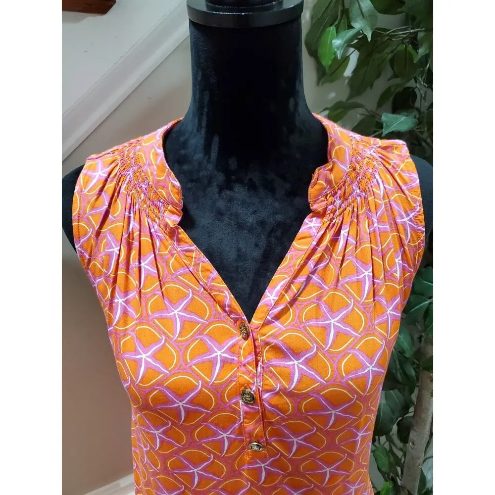 Escapada Women's Orange 100% Rayon V-Neck Sleeveless Pullover Top Blouse Small - Image 4