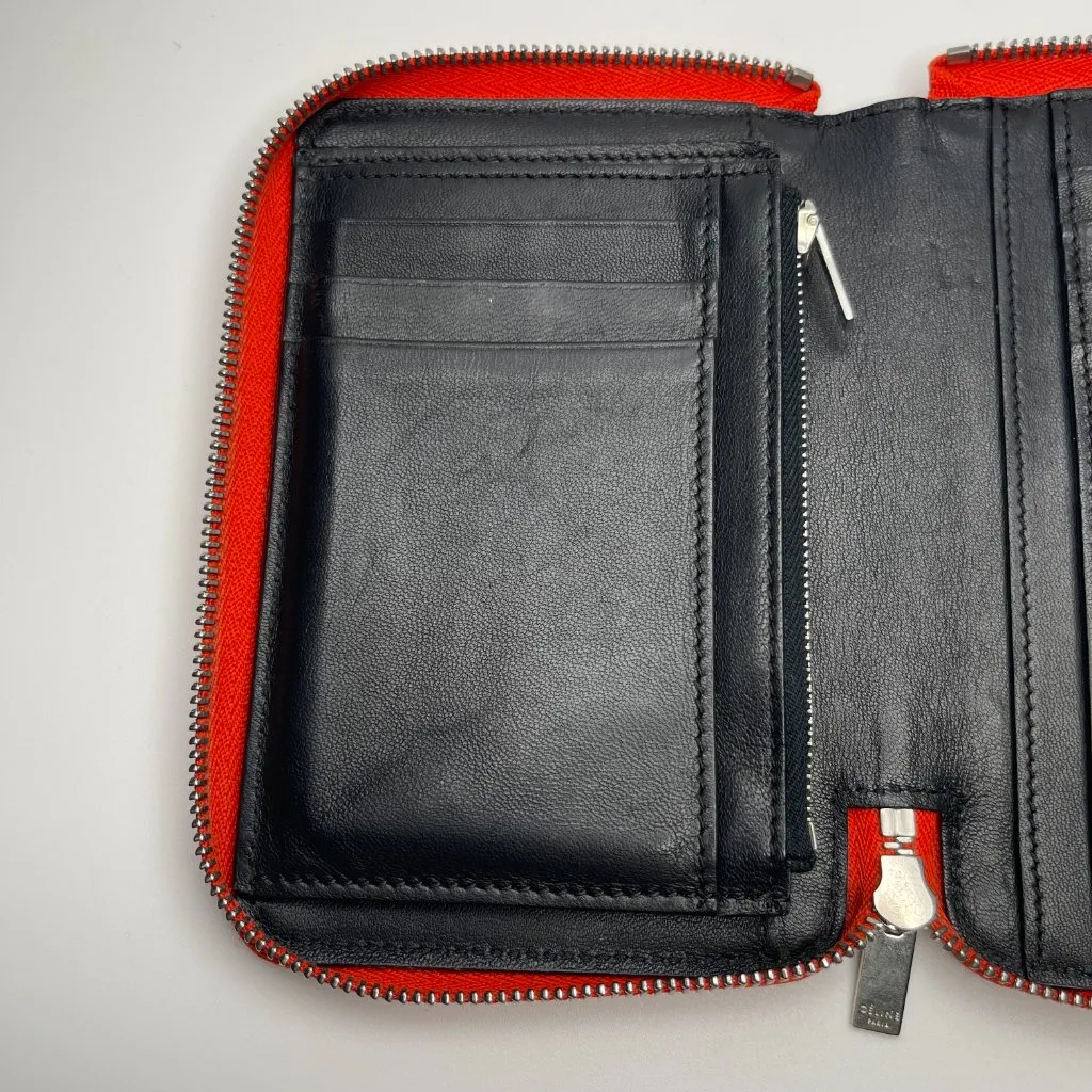 Celine Leather Zip Around Compact Bifold Wallet in Orange - Preowned - Image 11