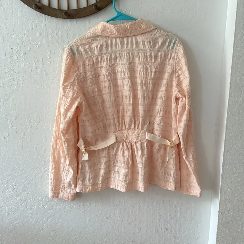 J Jill Seersucker Light Pink Blazer Spring Jacket Small - Image 6